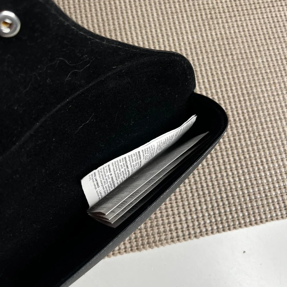 Ray-Ban Black Textured Leather Sunglasses Case with Snap Closure and Paperwork